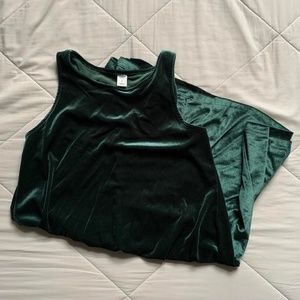 Old Navy women's forest green velvet tank swing midi dress, size small, like new